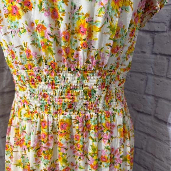 Shoshanna Lucinda floral maxi dress in Optic Lemon Gold. - Picture 6 of 16